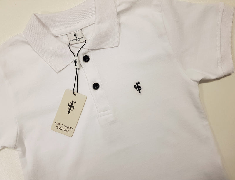 Klassisches weißes Poloshirt für Jungen von Father Sons – FSB021 (LETZTE CHANCE)